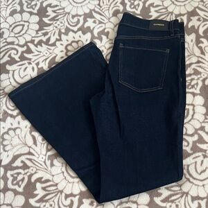 Express Women's Dark Wash 70s Flare Jeans, 8 Short